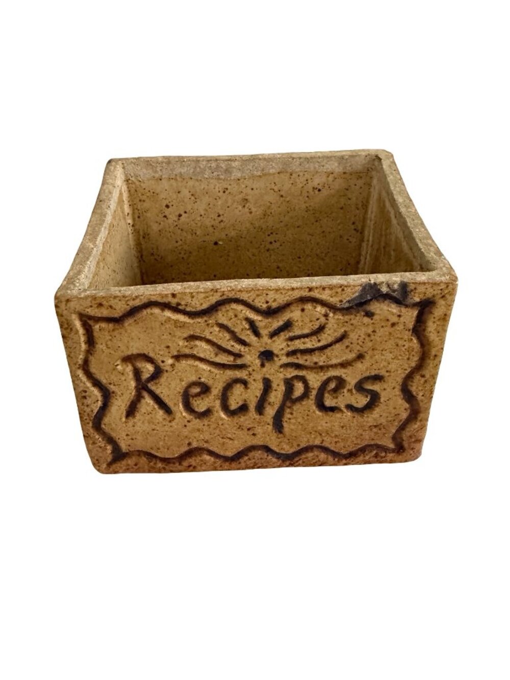 Vintage Handmade Pottery Recipe Box Rustic Studio Pottery Kitchen Organizer